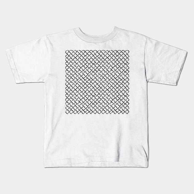 Monochrome Grid Pattern Kids T-Shirt by Patternos